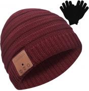 Bluetooth Beanie Novelty Headwear Christmas Stocking Stuffer Gifts for Men Women Dark Red