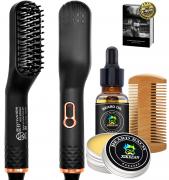 Beard Straightener for Men w/Beard Balm & Beard Oil & Beard Guide E-Book,Upgraded 3 in 1 Hair Straightener Brush Heated Beard Brush,Beard Straightening Comb Unique Mens Gifts for Men Him Husband Dad
